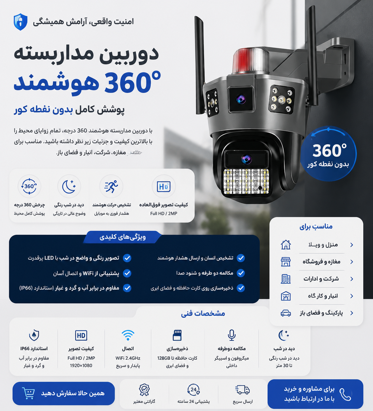 دوربین چرخشی 2 لنز سیمکارت خور