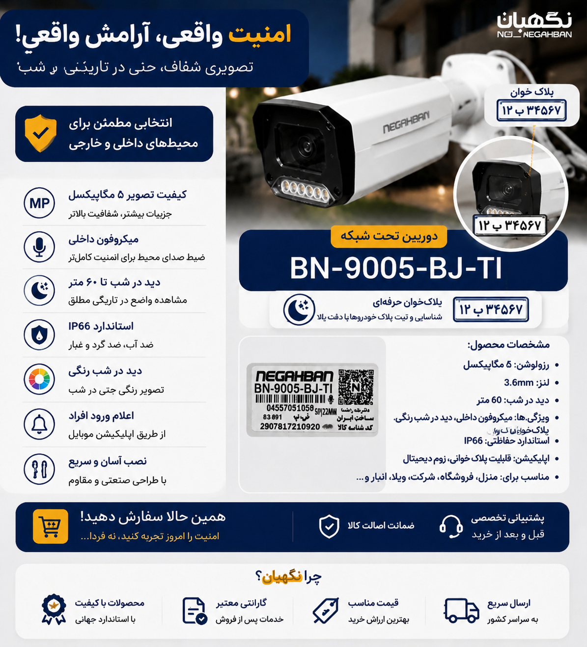 دوربین مداربسته نگاهبان IP BN_9005_BJپلاک خوان هوشمند،فوق پیشرفته