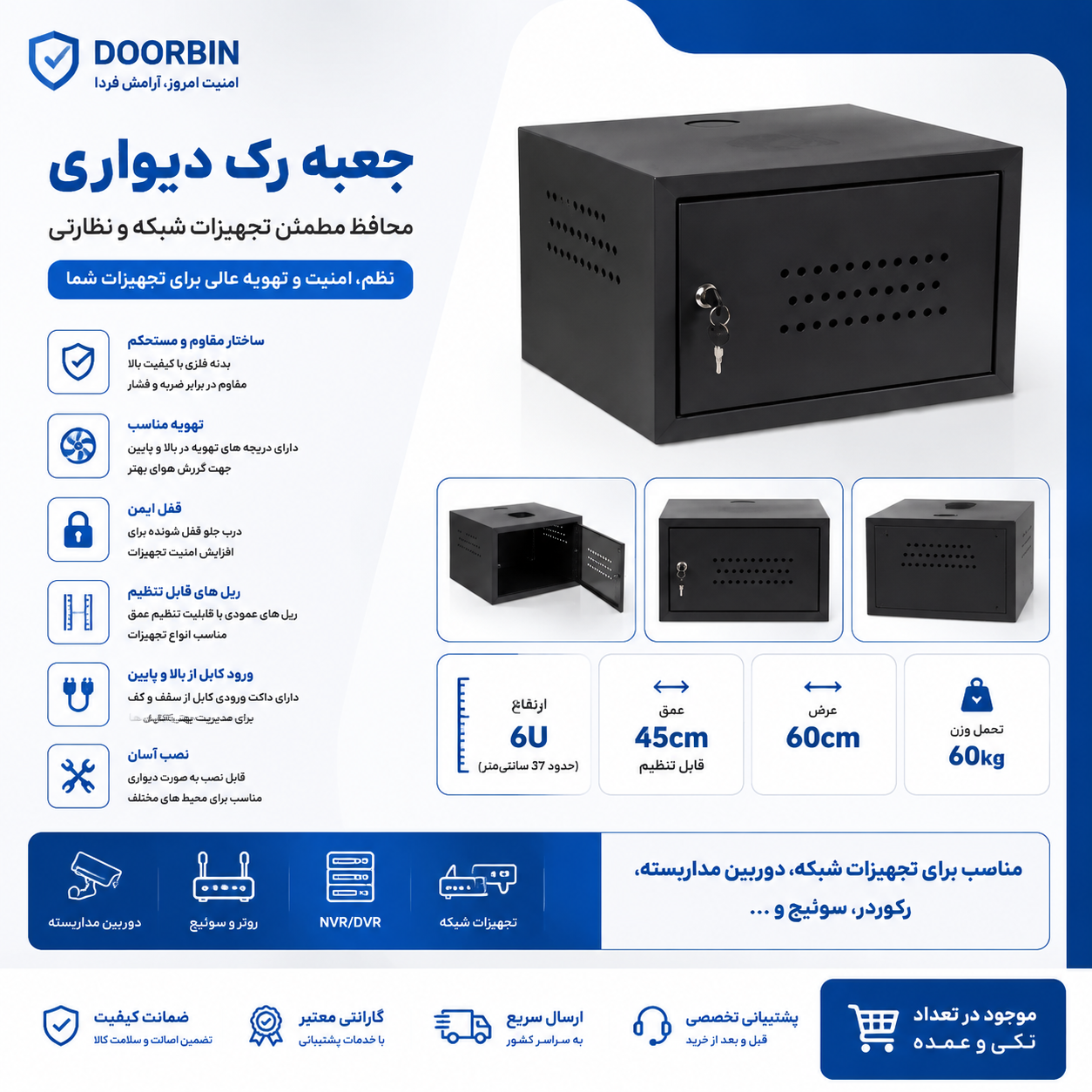رک دیواری 4 یونیت با درب فلزی