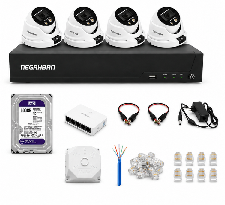 پک 4 دوربین مداربسته نگاهبان DN_957_XNV IP+دستگاه NVR+هارد500گیگ با کیفیت عالی