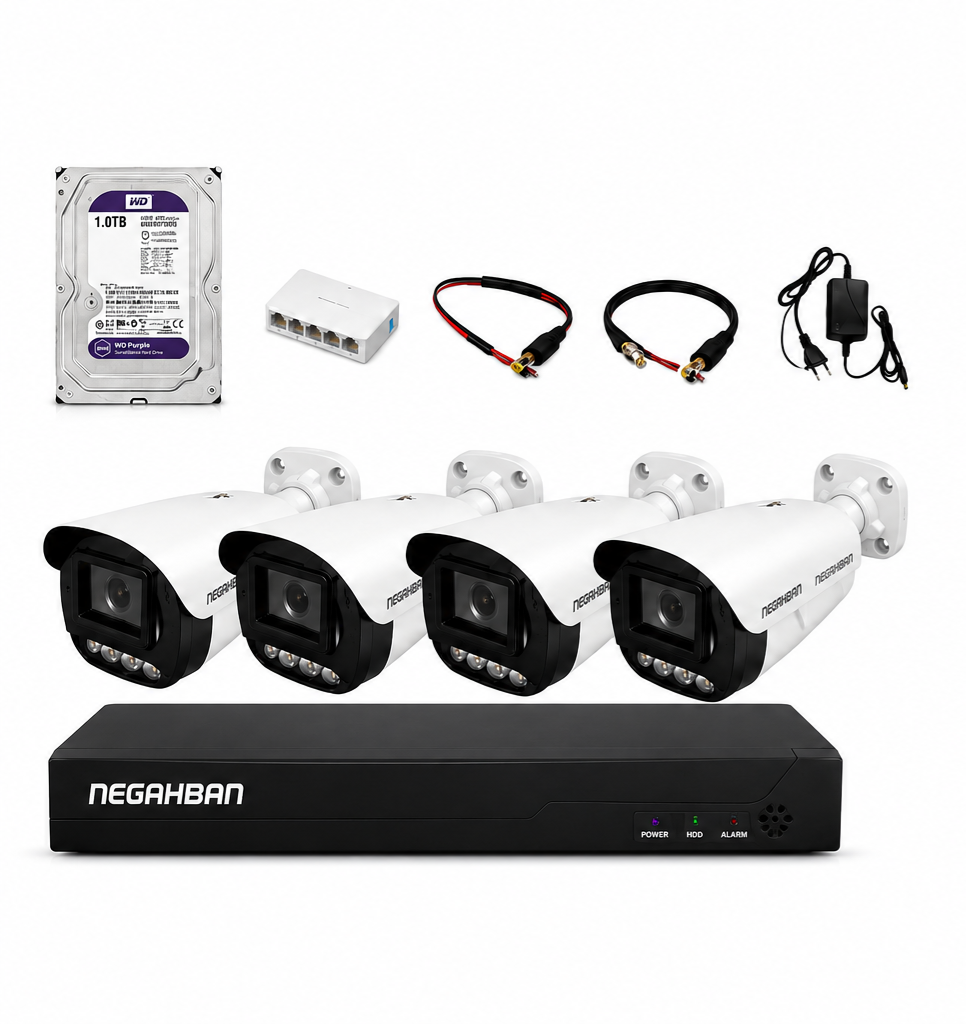 پک4دوربین مداربسته نگاهبان BN_905_FG IP،دستگاه NVR،هارد 1ترابایت