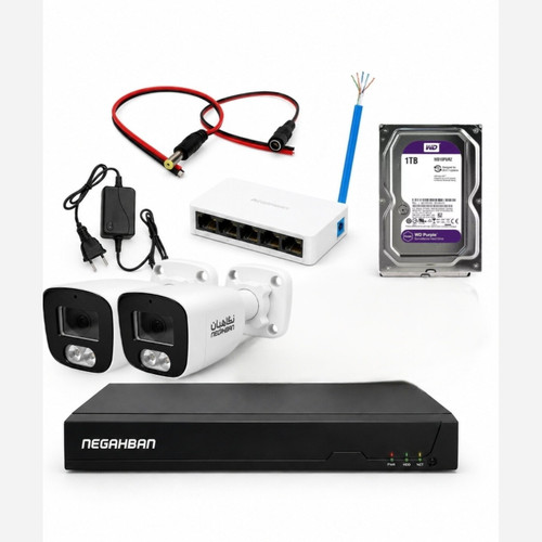 پکیج 2 عددی دوربین مداربسته BN-904-CH42 IP با هارد 1 ترابایت حرفه ای و هوشمند،تمام رنگی،ضد آب