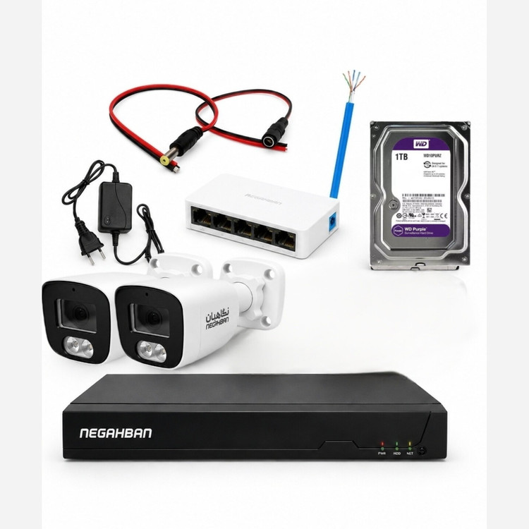پکیج 2 عددی دوربین مداربسته BN-904-CH42 IP با هارد 1 ترابایت حرفه ای و هوشمند،تمام رنگی،ضد آب