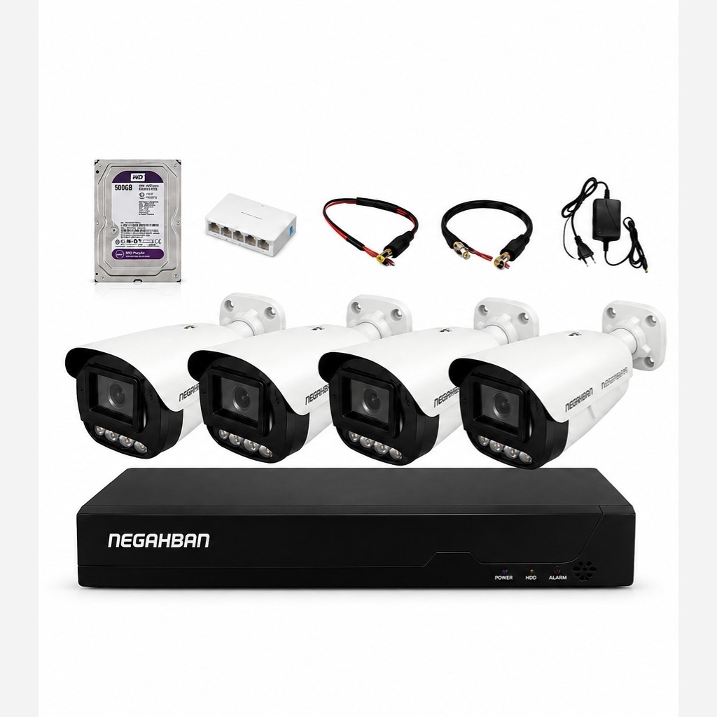 پک4تایی BN_905-FK دوربین هوشمندIP+دستگاه NVR+هارد 500 گیگ،مناسب اماکن با تشخیص چهره