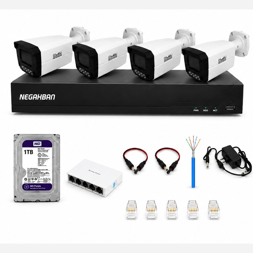 پکیج 4تایی BN-905-KJ دوربین مداربستهIP،دستگاهNVR+هارد1ترابایت