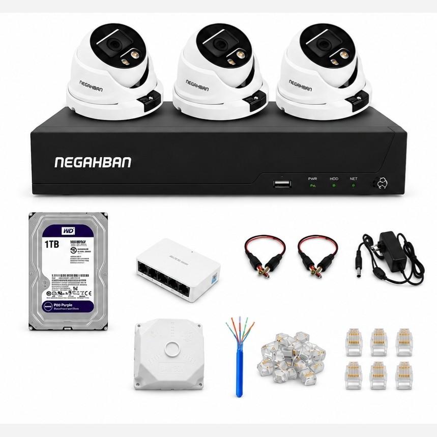 پک 3 دوربین مداربسته،DN-957-XN 5M IP+دستگاه NVR+هارد1 ترابایت با کیفیت عالی
