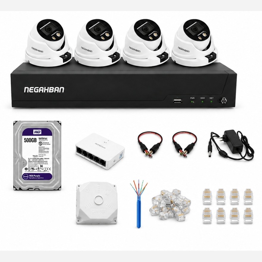 پک 4 دوربین DN-957-XN مداربسته5مگاپیکسلIP+دستگاه NVR+هارد500گیگ با کیفیت عالی