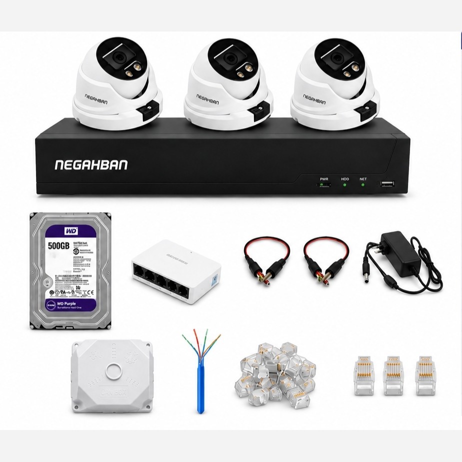 پک 3 دوربین مداربستهDN-945-XN 5M IP+دستگاه NVR+هارد500گیگ با کیفیت عالی