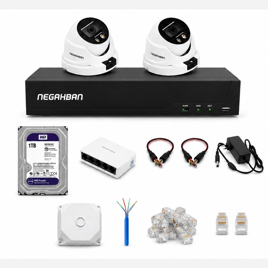 پکیج کامل2دوربین DN-957XN 5 M +NVR وهارد1 ترابایت WD Purple+کیفیت Full HD