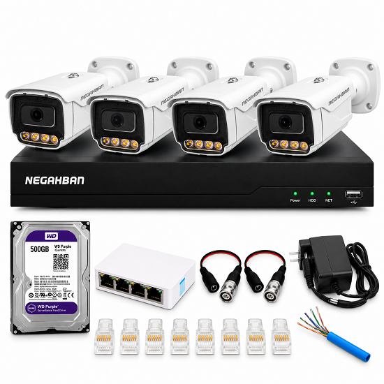 پک4تایی BN_905-FK دوربین هوشمندIP+دستگاه NVR+هارد 500 گیگ،مناسب اماکن با تشخیص چهره