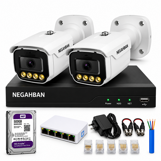 پکیج 2تاییBN_905-FK دوربین مداربسته حرفه ایIP نگاهبان + هارد500 وسترن،نصب آسان،2سال گارانتی
